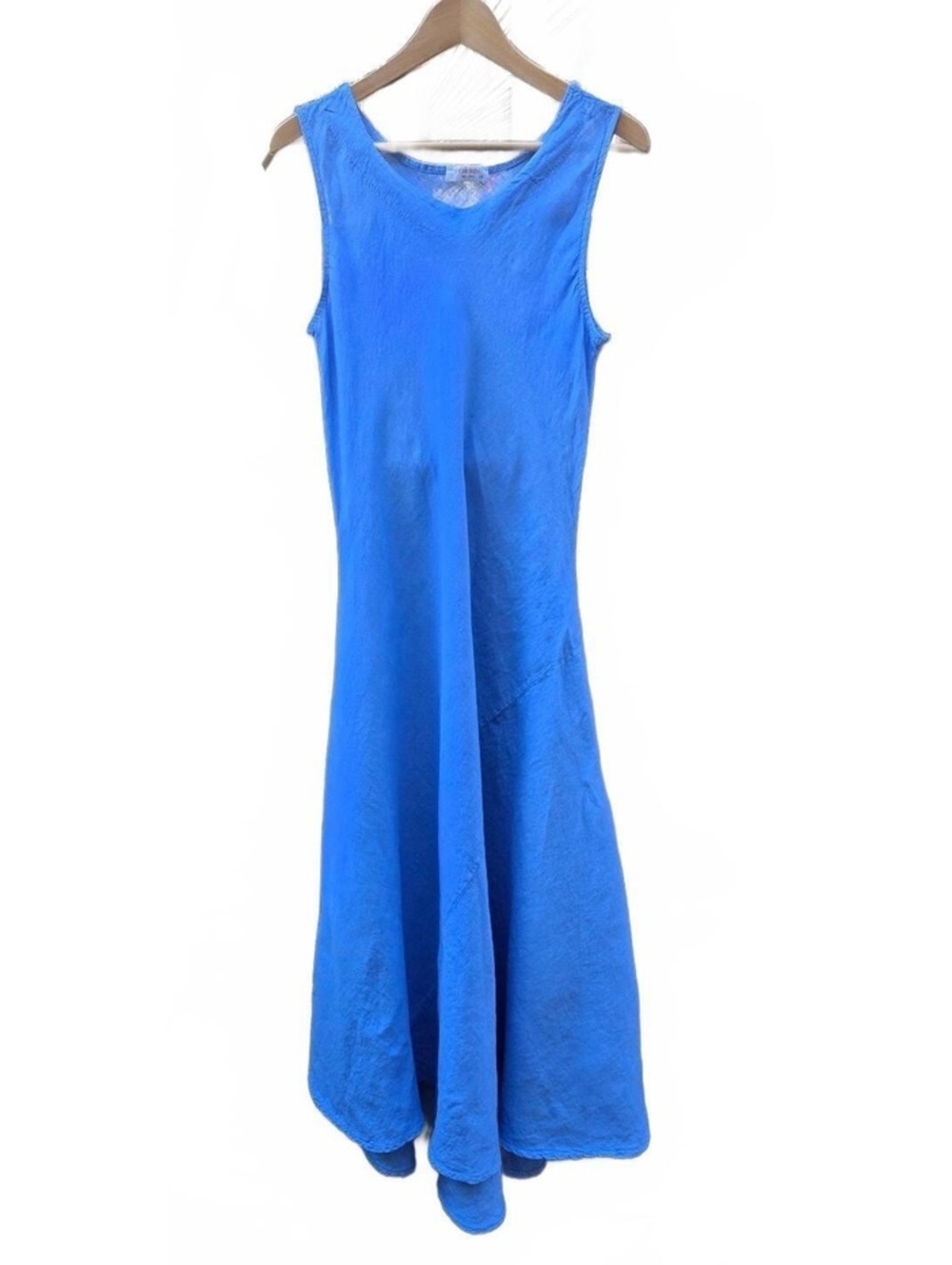 Spighe Di Lino Italy 100% Linen Tea Length Periwinkle Sleeveless Dress  Sm